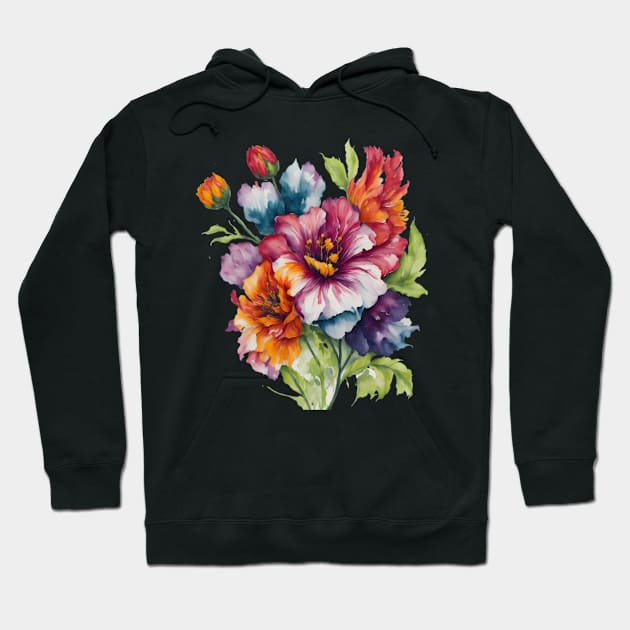 Colorful flower watercolor Hoodie by Anik Arts